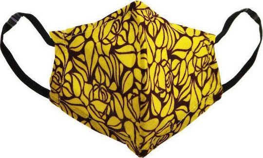 Synchronia Fabric Mask with Filter Pocket & Wire Yellow Leafs Protective Mask Fabric Kids Yellow BHP001M-S-FY 1pcs