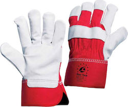 Ft-Safety Cotton Safety Glofe Leather-Cotton Red