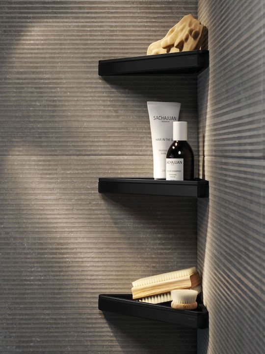 Geesa Frame Corner Wall Mounted Bathroom Shelf Metallic 23x17x2.5cm Black Matt Black