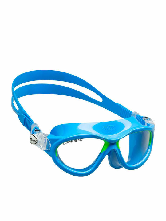 CressiSub Mini Cobra Schwimmbrillen Kinder mit Antibeschlaglinsen Blau/Limette Blau