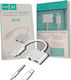 QIHANG Μ08 Converter Lightning female to 3.5mm / Lightning female White 1pcs