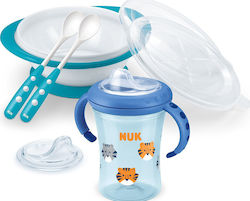 Nuk Feeding Set Esslern Tiger made of Plastic Blue 4pcs for 6+ months