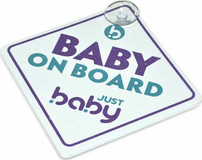 Just Baby Σήμα Baby on Board με Βεντούζα Λευκό