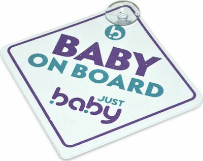 Just Baby Semn Baby on Board cu Ventuză Alb