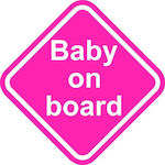 Σήμα Baby on Board με Αυτοκόλλητο No 22 Ροζ