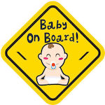 Σήμα Baby on Board με Αυτοκόλλητο No 1 Κίτρινο