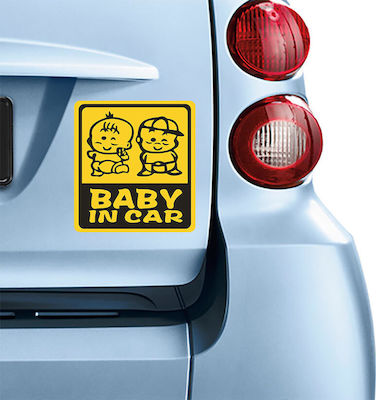 Twins Baby on Board Car Sign Κίτρινο Sticker No 62