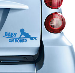 Semn Baby on Board cu Autocolant No 71 Albastru