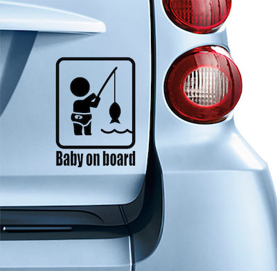 Semn Baby on Board cu Autocolant No 82 Negru