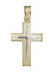 Christening Crosses - Engagement Crosses Bicoloured matte christening cross K14 036160 036160 Men's Gold 14 Carat