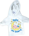 Semn Baby on Board Tricou cu Ventuză Moon Alb