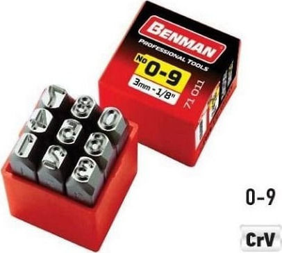 Benman Σετ Χτυπητοί Αριθμοί 3mm 9τμχ 71011 Χτυπητά Γράμματα Σετ Εργαλεία Χειρός 9τμχ