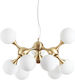 Ideal Lux Knots Satin Brass Pendant Light Gold for 9 Bulbs E14, E.14 80x53x40cm