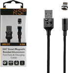 NSP NSC02 Braided / Μαγνητικό αποσπώμενο USB to Lightning Cable Μαύρο 1.2m