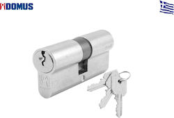 Domus Lock Cylinder 70mm (35-35) with 3 Keys Silver