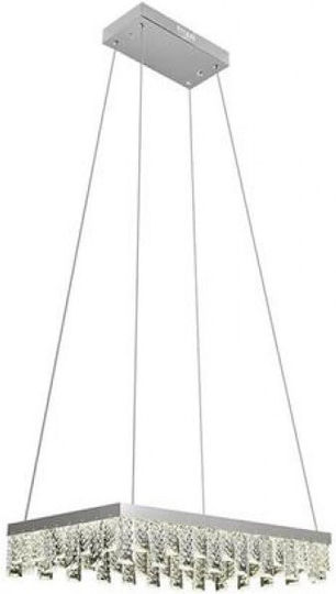 Horoz Electric Nirvana 32 Κρεμαστό Φωτιστικό Ασημί LED με Φυσικό Λευκό Φως με Κρύσταλλα 50εκ.