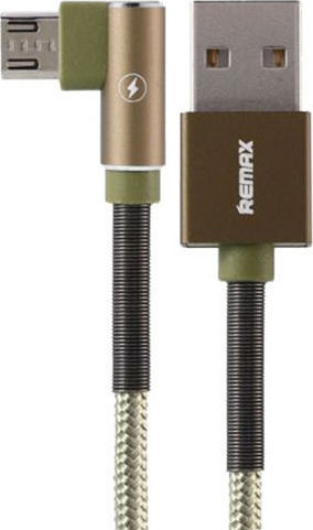 Remax Angle (90°) / Braided USB 2.0 to micro USB Cable Πράσινο 1m