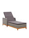 Liegestuhl-Bett Einzel Rattan mit Kissen Gray 200x70x30cm.