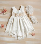 Lollipop Celebrations Ecru Lace Baptism Outfit with Dress & Cardigan 2pcs