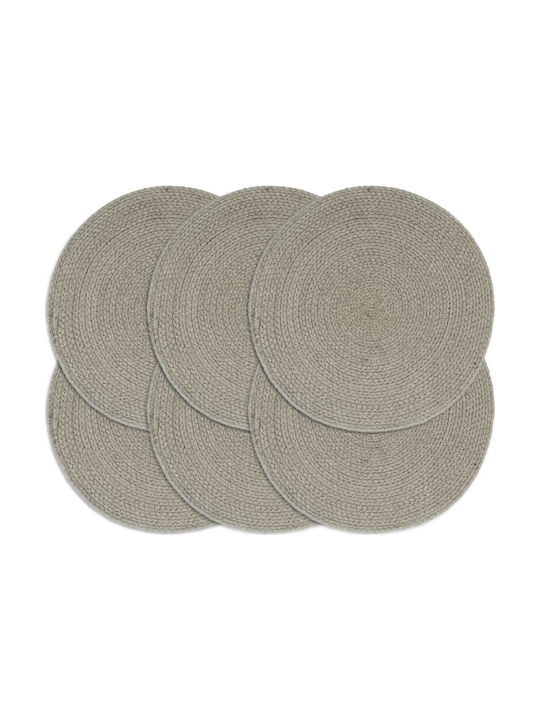 vidaXL Placemats Rotund Tesatura Gri 6buc