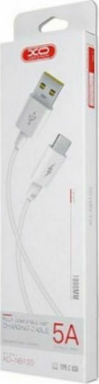 XO NB120 USB 2.0 Cable USB-C male - USB-A Λευκό 1m XO-NB120