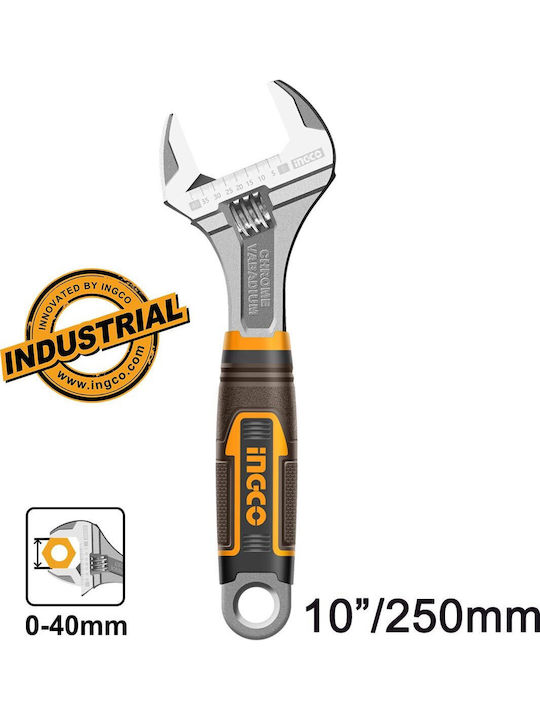 Ingco French Wrench with Adjustable Opening 35mm and Anti-Slip Handle 250mm 10"