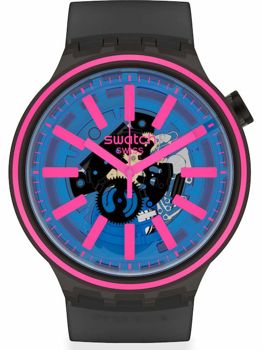 Swatch Big Bold Men's Watch 47mm Battery with Black Rubber Strap