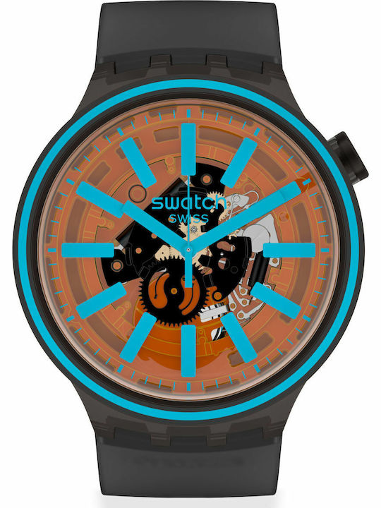 Swatch Big Bold Γυναικείο Ρολόι 47mm Μπαταρίας με Μαύρο Καουτσούκ Λουράκι