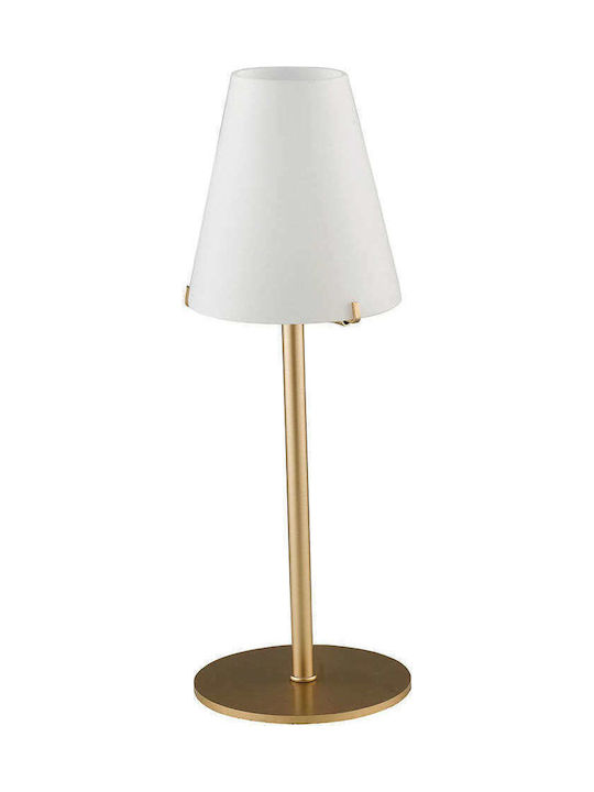 Fan Europe Canto Metal Table Lamp for Socket G9 with White Shade and Gold Base