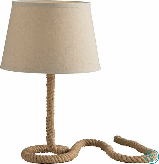Fan Europe Rope Vintage Tischlampe aus Seil für Fassung E27 mit Beige Schirm und Basis