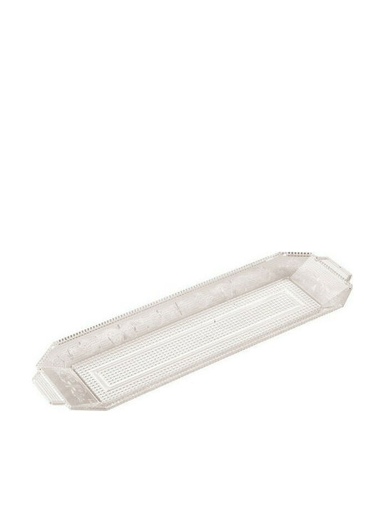 Plastic Dreptunghiular Tavă de Servire cu Mânere în Culoare Alb 46x15x3cm 1buc