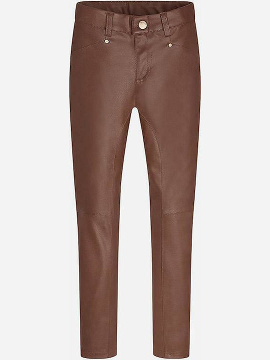 Kids' Leather Pants Brown