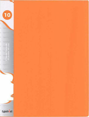 Typotrust Clipboard Flexible with 10 plastic sleeves Slides for Paper A4 Orange 1pcs