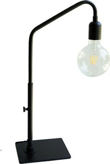 DITS Lighting Dits Lighting Metall Vintage Tischlampe für Fassung E27 mit Transparent Schirm und Schwarz Basis