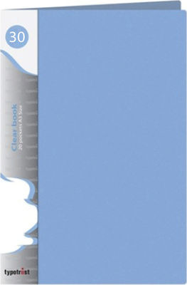 Typotrust Ντοσιέ Σουπλ με 30 Διαφάνειες για Χαρτί A3 Γαλάζιο