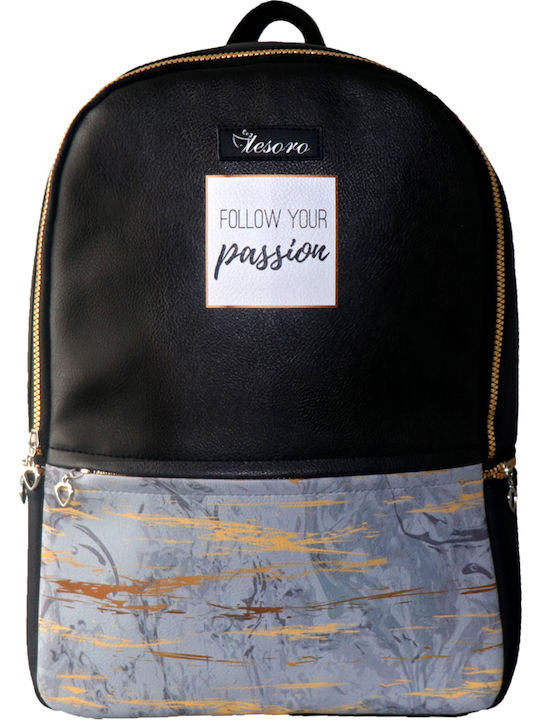 Tesoro Follow Your Passion Schulranzen Rucksack Junior High-High School in Schwarz Farbe