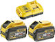 DEWALT Σετ 2 Μπαταριών Εργαλείου Λιθίου 54V Χωρητικότητας 9Ah με Φορτιστή Flexvolt