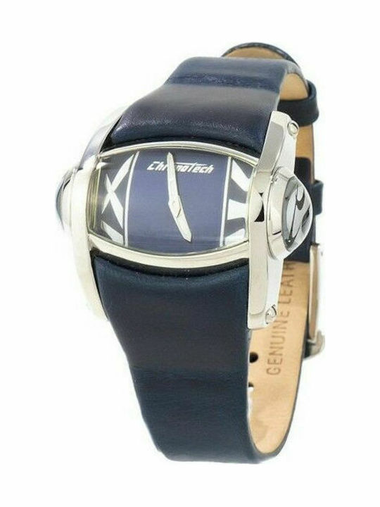 Chronotech Γυναικείο Ρολόι 43mm Μπαταρίας με Μπλε Δερμάτινο Λουράκι