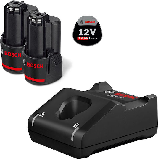 Bosch Комплект 2 Батерии за Инструменти Литиеви 12V Капацитет 2Ах със Зарядно GAL 12V-40