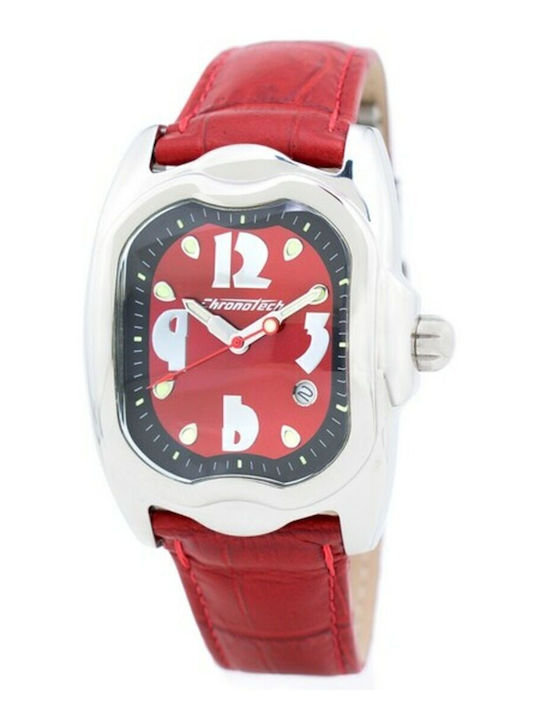 Chronotech Women's Watch with Red Leather Strap