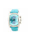 Chronotech Watch Battery with Turquoise Leather Strap CT9643-01