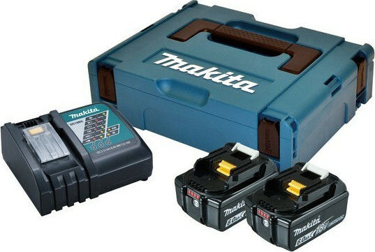 Makita Σετ 2 Μπαταριών Εργαλείου Λιθίου 18V Χωρητικότητας 6Ah με Φορτιστή DC18RC