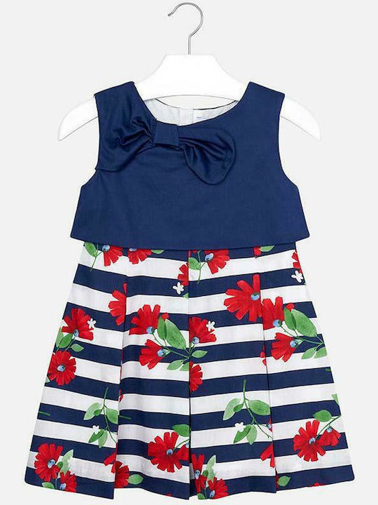 Mayoral Kids Dress Striped Sleeveless Navy Blue