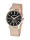 Jacques Lemans London Chrono Watch Chronograph Battery with Pink Gold Metal Bracelet