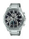 Casio Edifice Watch Chronograph Battery with Silver Metal Bracelet