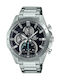 Casio Edifice Herrenuhr 47mm Chronograph Batterie mit Silber Metallarmband