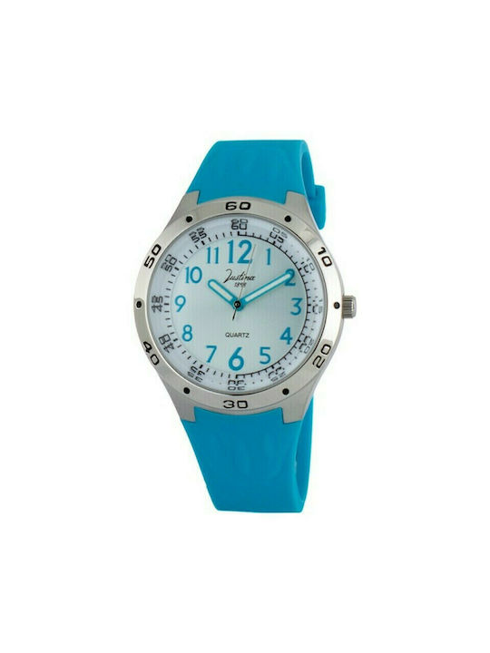 Justina Uhr mit Blau Kautschukarmband JCA52