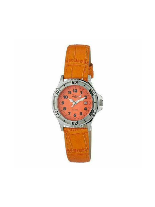 Justina Watch with Orange Leather Strap 32551