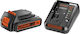 Black & Decker Batterie-Set Lithium Kapazität 1Ah 18V mit Ladegerät