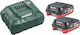 Metabo Set 2 Tool Batteries Lithium 12V Capacity 4Ah with Charger